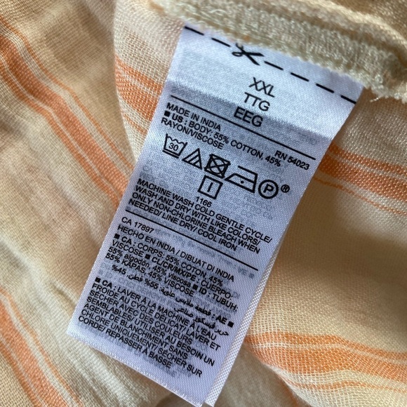 NWT- Tie-Shoulder Striped Smocked Babydoll Cami Swing Blouse, Size: XXL - Picture 6 of 8